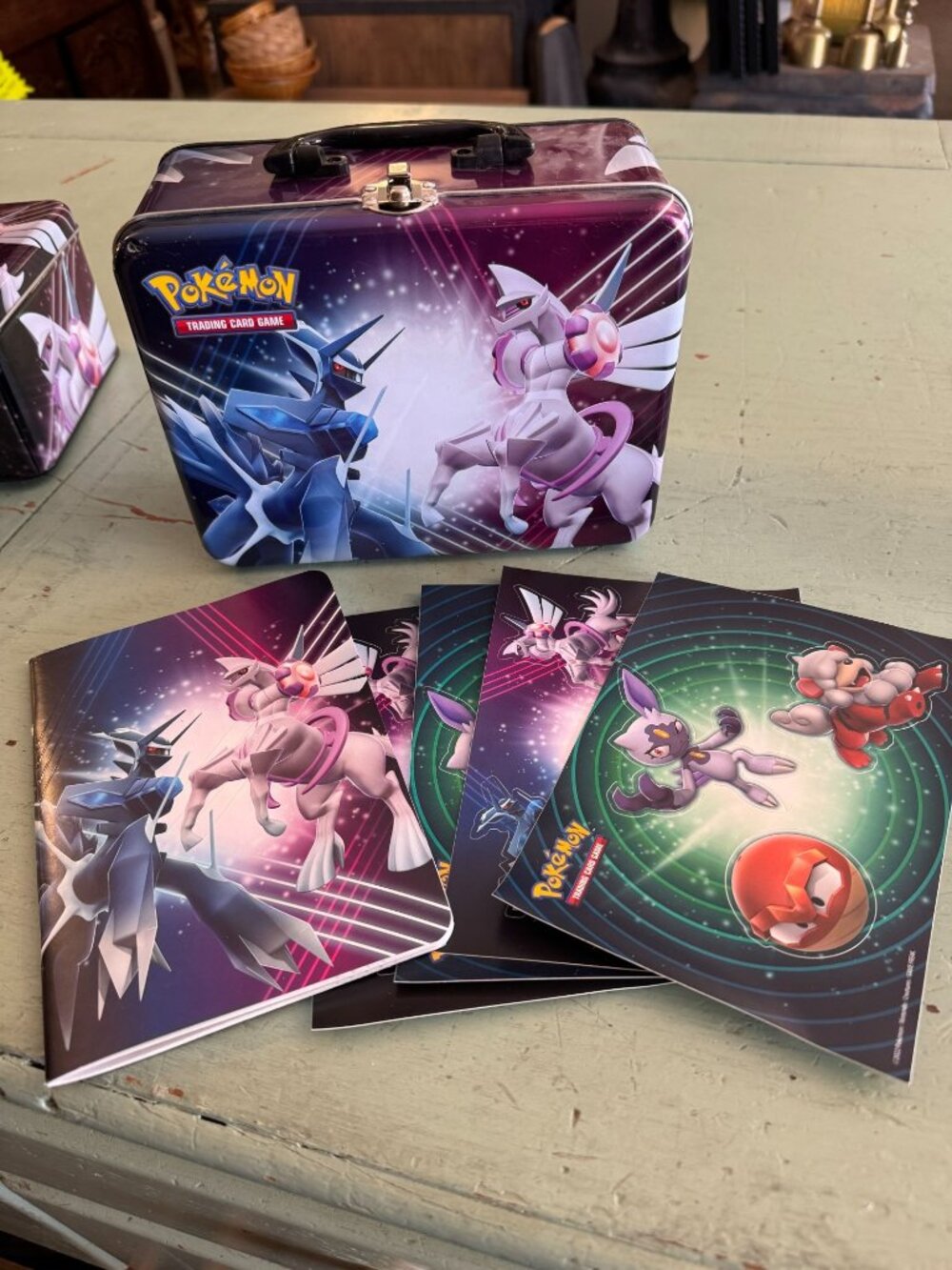 Pokemon Trading Card Game Metal Collector Chest with Dialga and Palkia Design